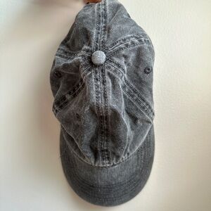 grey black denim raw hem hat